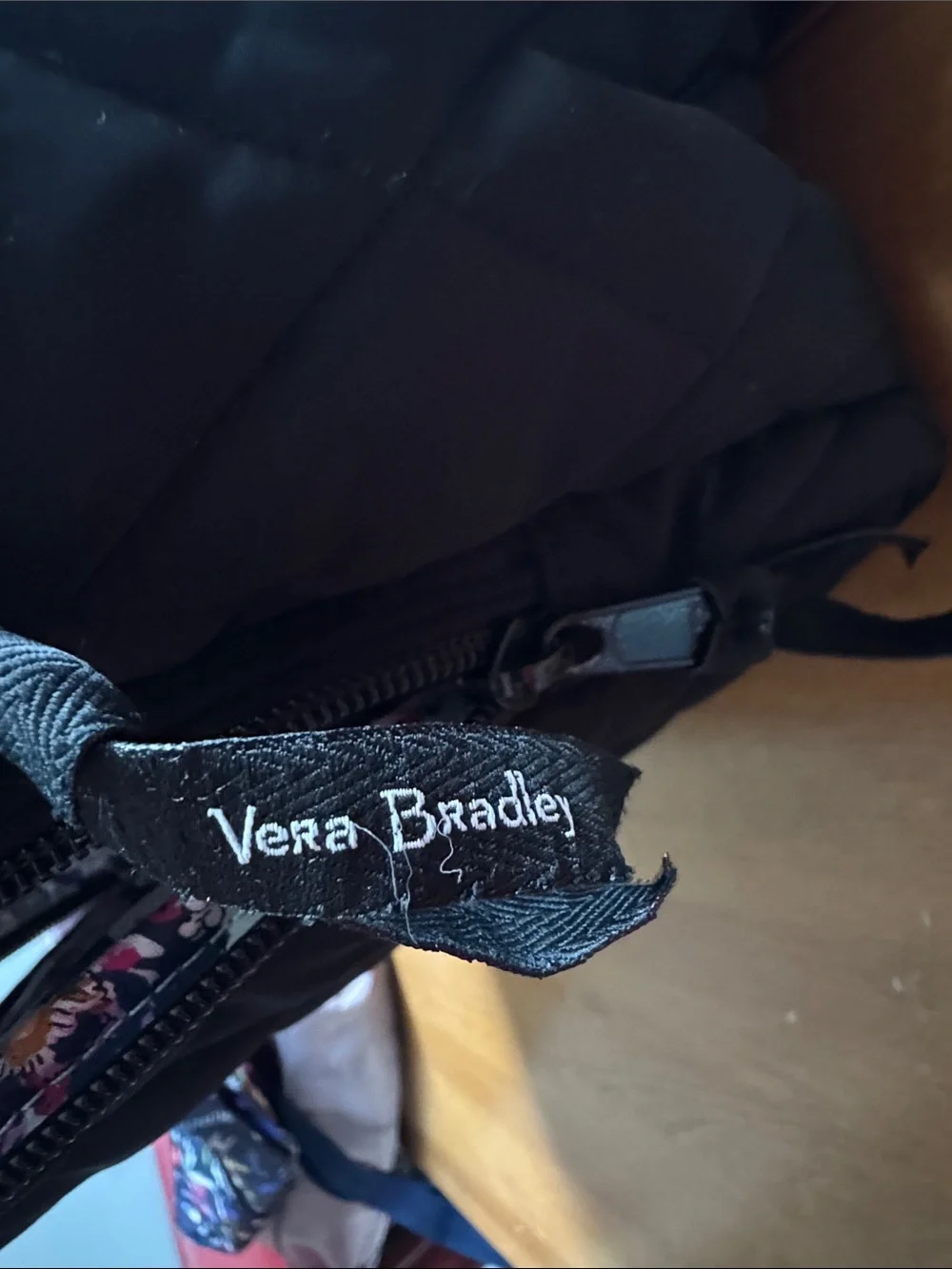 Vera Bradley Quilted Black Diamond-Pattern Backpack